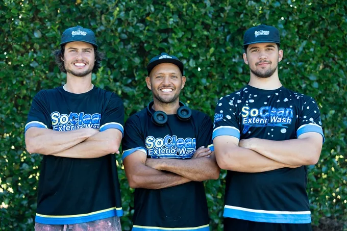 The SoClean team soft washing a home on the Hibiscus Coast
